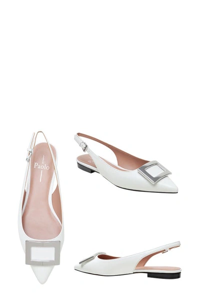 Shop Linea Paolo Delica Slingback Pointed Toe Flat In Eggshell