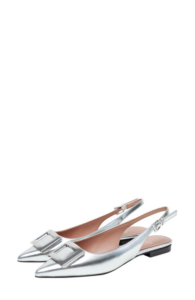 Shop Linea Paolo Delica Slingback Pointed Toe Flat In Silver