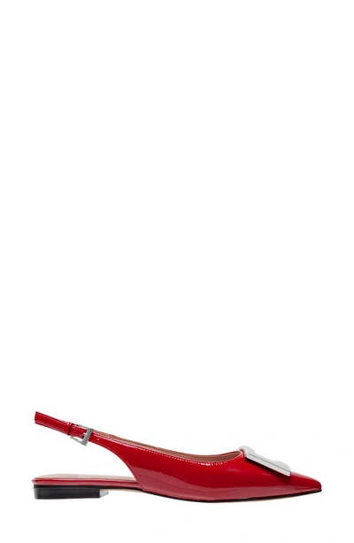 Shop Linea Paolo Delica Slingback Pointed Toe Flat In Red