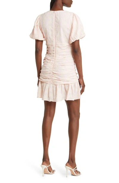 Floret Studios Gathered Front Eyelet Minidress In Soft Pink
