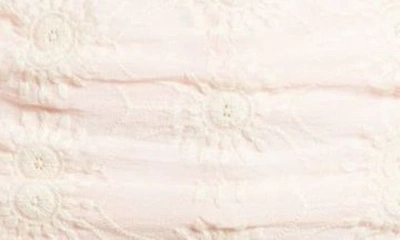 Floret Studios Gathered Front Eyelet Minidress In Soft Pink