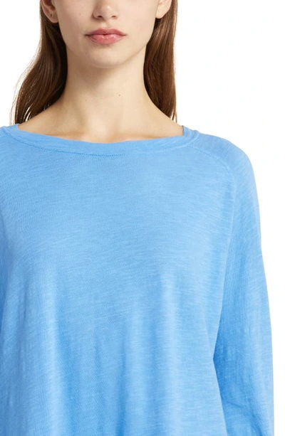 Shop Zella Relaxed Long Sleeve Slub Jersey T-shirt In Blue Regatta