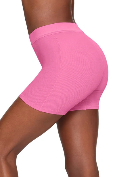 Shop Skims Cotton Rib Boxers In Pink