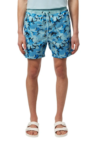 Shop Psycho Bunny Rye Print Swim Trunks In Sea Foam