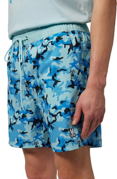 Shop Psycho Bunny Rye Print Swim Trunks In Sea Foam