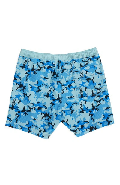 Shop Psycho Bunny Rye Print Swim Trunks In Sea Foam