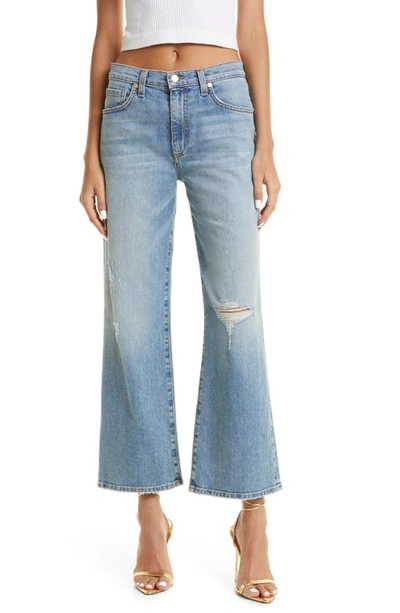 Shop Ramy Brook Angela Ripped Crop Flare Jeans In Distressed Light Wash