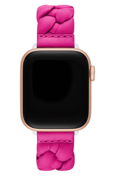 Shop Kate Spade Braided Leather 18mm Apple Watch® Watchband In Pink