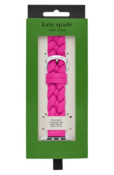 Shop Kate Spade Braided Leather 18mm Apple Watch® Watchband In Pink