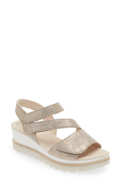 Gabor Asymmetric Strappy Wedge Sandal In Beige