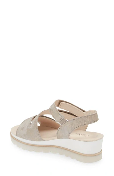 Gabor Asymmetric Strappy Wedge Sandal In Beige