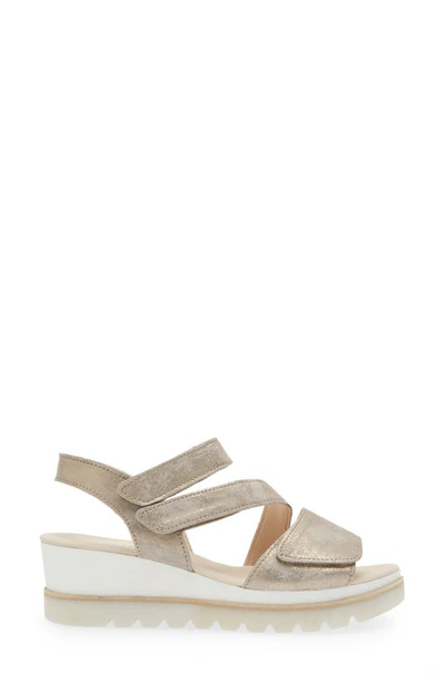 Gabor Asymmetric Strappy Wedge Sandal In Beige