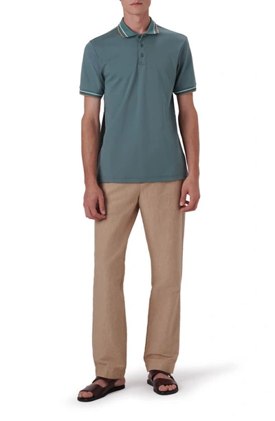 Shop Bugatchi Tipped Short Sleeve Cotton Polo In Cypress