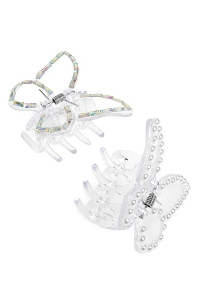 Shop Capelli New York Kids' 2-pack Butterfly Hair Claw Clips In Clear