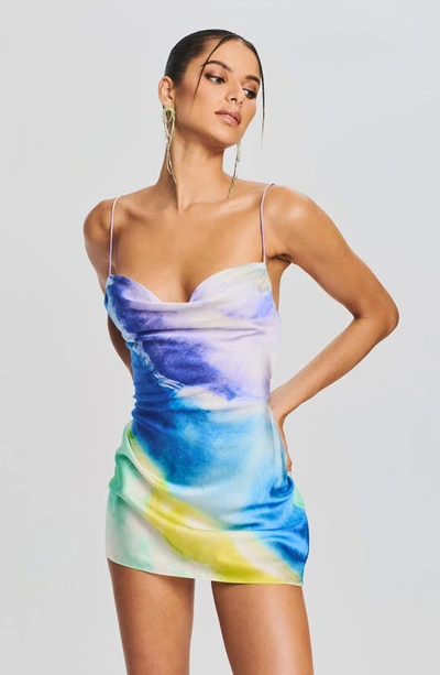 Shop Retroféte Rylynn Silk Blend Minidress In Watercolor Wave