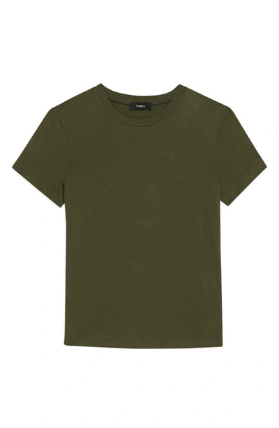 Shop Theory Gathered Cotton T-shirt In Dark Olive
