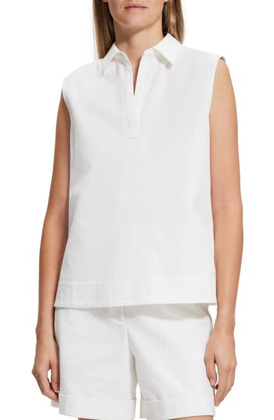 Shop Theory Sleeveless Stretch Cotton Polo In White