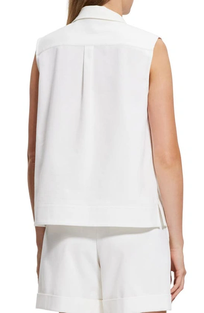 Shop Theory Sleeveless Stretch Cotton Polo In White