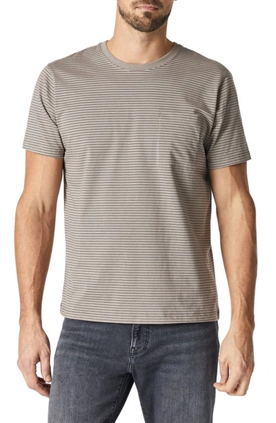 Shop Mavi Jeans Stripe Cotton Pocket T-shirt In Moon Rock