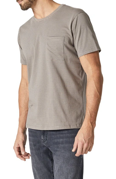 Shop Mavi Jeans Stripe Cotton Pocket T-shirt In Moon Rock