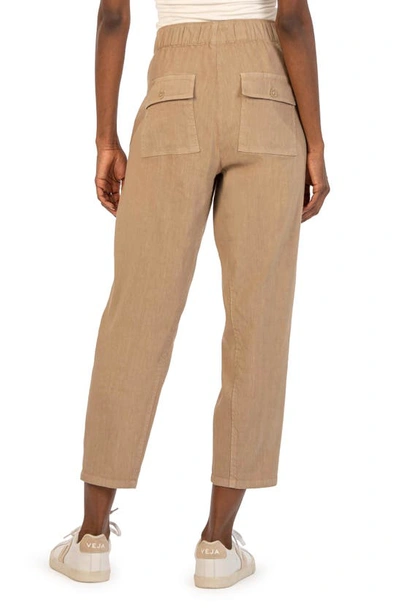 Shop Kut From The Kloth Rosalie Linen Blend Drawstring Ankle Pants In Khaki