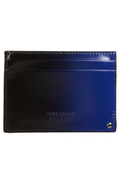 Shop Ferragamo Ombré Leather Card Case In Lapis Nero Nero
