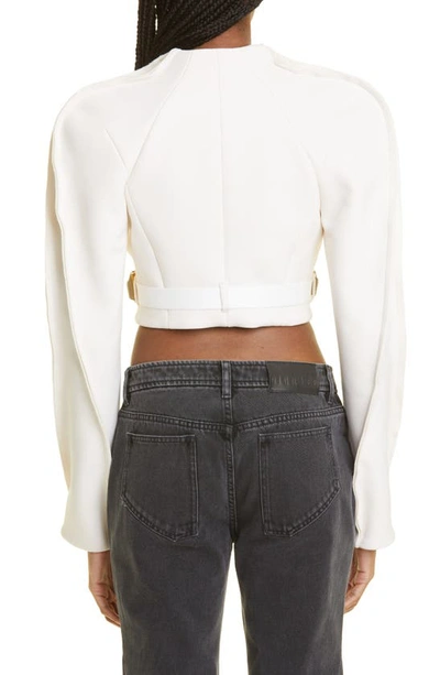 Shop Dion Lee Armour Crop Jacket In Ivory