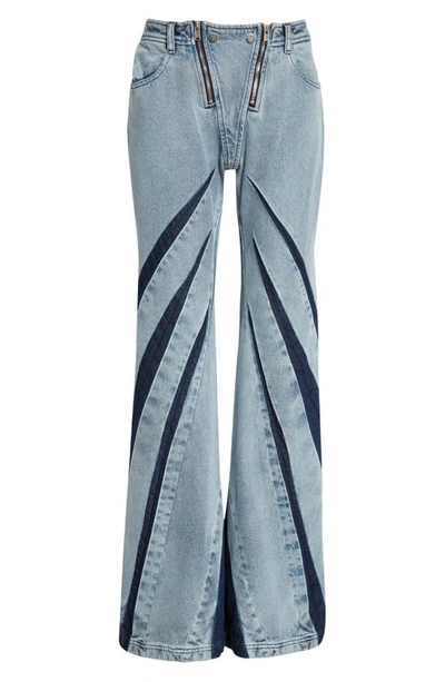 Shop Dion Lee Darted Inset Dual Zip Flare Jeans In Indigo