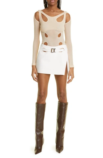 Dion Lee Interloop Twill Miniskirt In Ivory