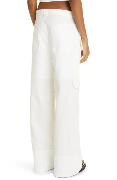 Shop Dion Lee Straight Leg Organic Cotton Blend Workwear Pants In Ivory