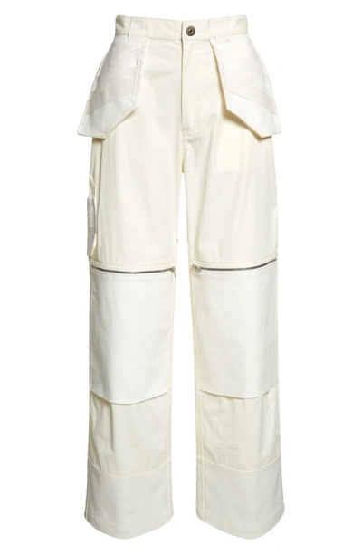 Shop Dion Lee Straight Leg Organic Cotton Blend Workwear Pants In Ivory