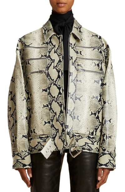 Khaite Tania Snake-effect Leather Bomber Jacket In Neutral | ModeSens