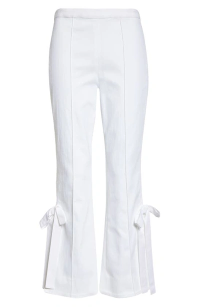 Shop Cinq À Sept Lou Bow Detail Flare Leg Jeans In White