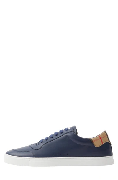 Shop Burberry Robin 8 Low Top Sneaker In Navy/ Arch Beige Chk