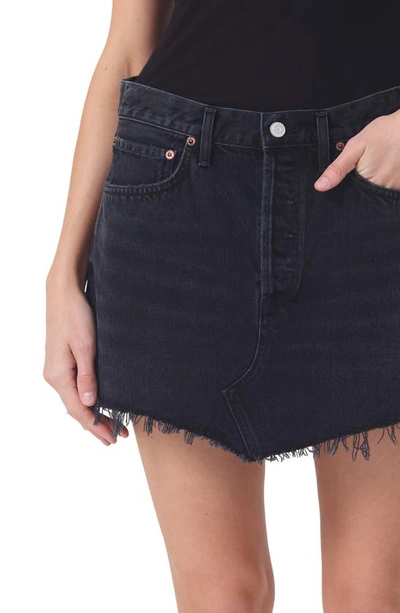 Shop Agolde Parker Raw Hem Organic Cotton Denim Miniskirt In Beguile