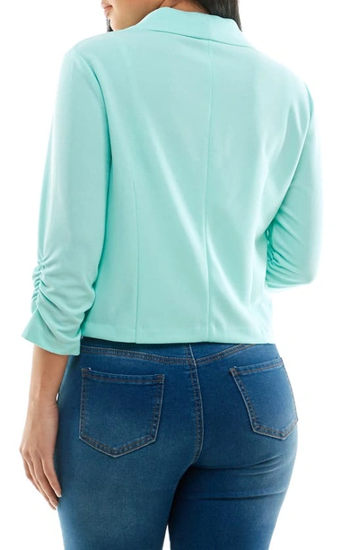 Nina Leonard Cropped Blazer In Robins Egg