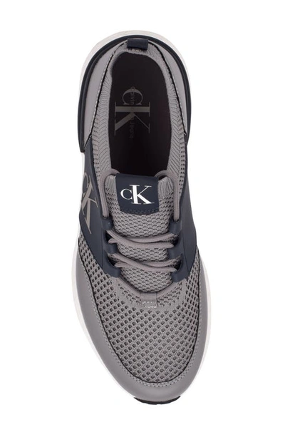 Shop Calvin Klein Arnel Knit Upper Sneaker In Grey / Blazer
