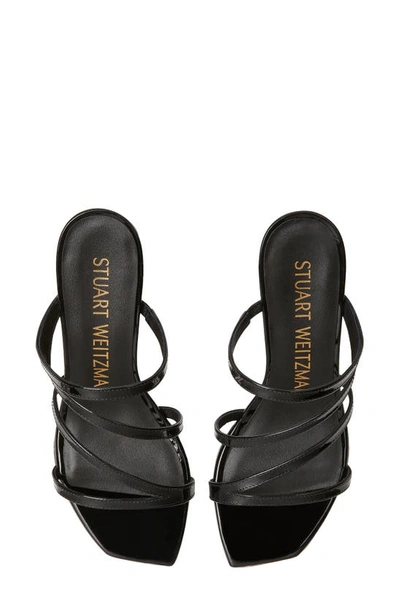 Shop Stuart Weitzman Strapeze 85 Wedge Sandal In Black Leather