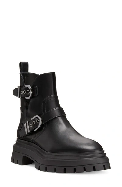 Shop Stuart Weitzman Maverick Bedford Moto Bootie In Black