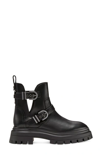 Shop Stuart Weitzman Maverick Bedford Moto Bootie In Black