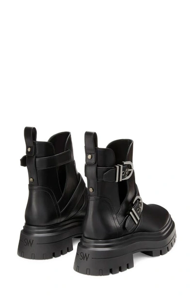 Stuart Weitzman Maverick Bedford Moto Bootie In Black