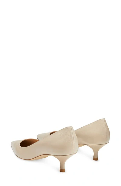 Stuart Weitzman Stuart Pointed Toe Kitten Heel Pumps In Dune Patent
