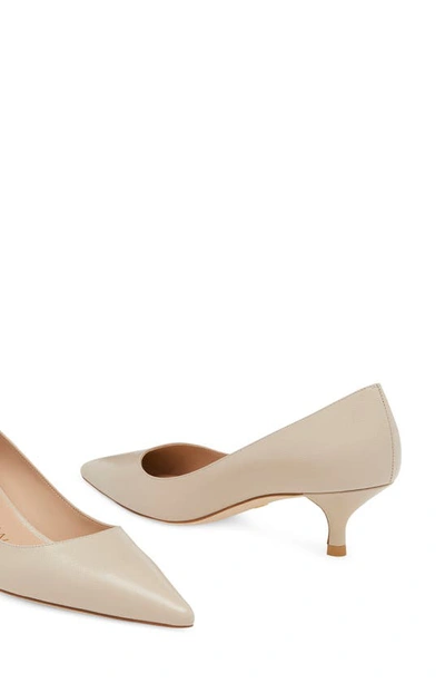 Stuart Weitzman Stuart Pointed Toe Kitten Heel Pumps In Dune Patent
