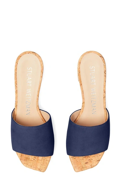 Stuart Weitzman Square High Suede Platform Sandals In Nice Blue