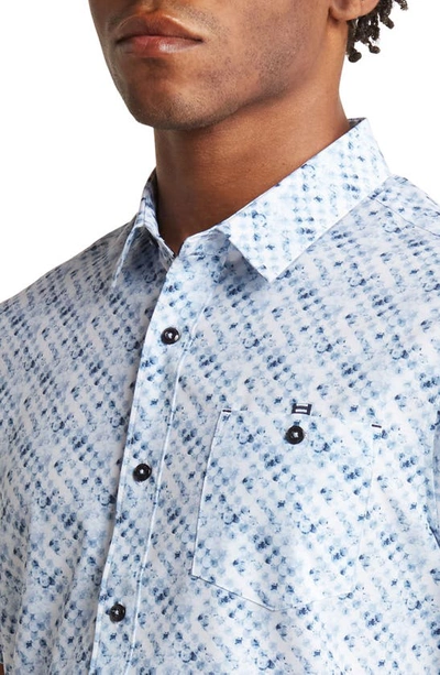 Shop 7 Diamonds Marino Dot Print Performance Short Sleeve Button-up Shirt In Blue