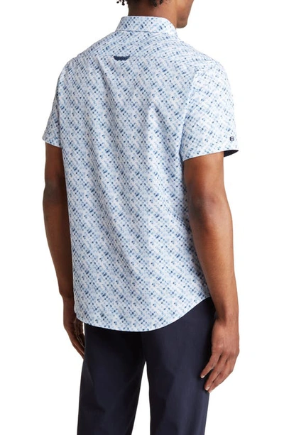 Shop 7 Diamonds Marino Dot Print Performance Short Sleeve Button-up Shirt In Blue