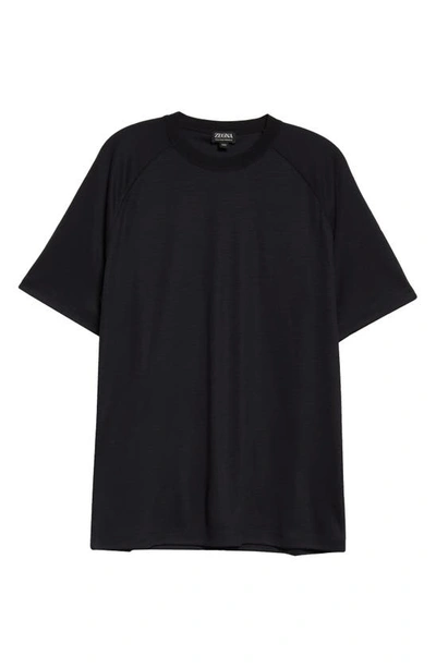 Shop Zegna High Performance™ Short Sleeve Wool T-shirt In Navy