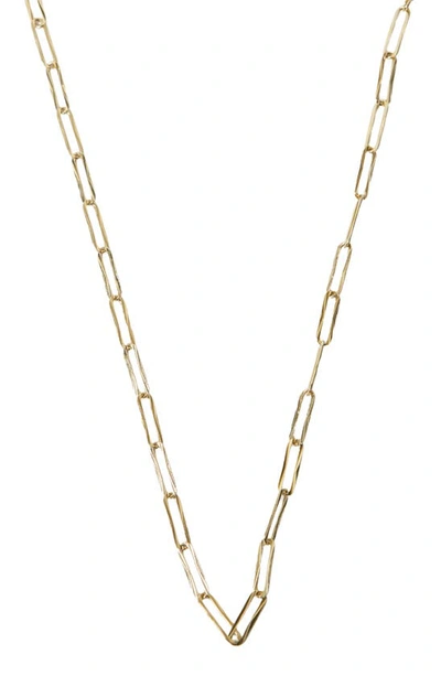 Shop Argento Vivo Sterling Silver Hammered Paper Clip Chain Necklace In Gold