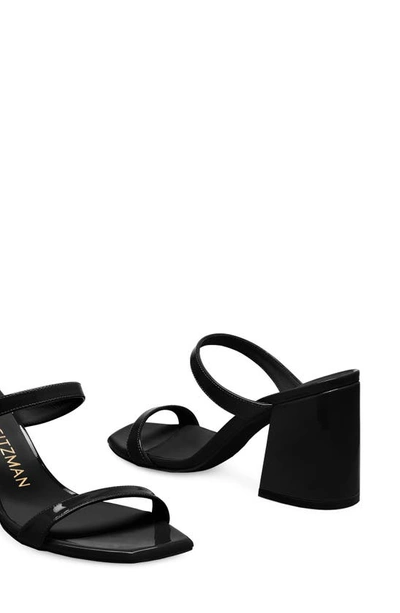 Shop Stuart Weitzman Flareblock 85 Slide Sandal In Black Patent