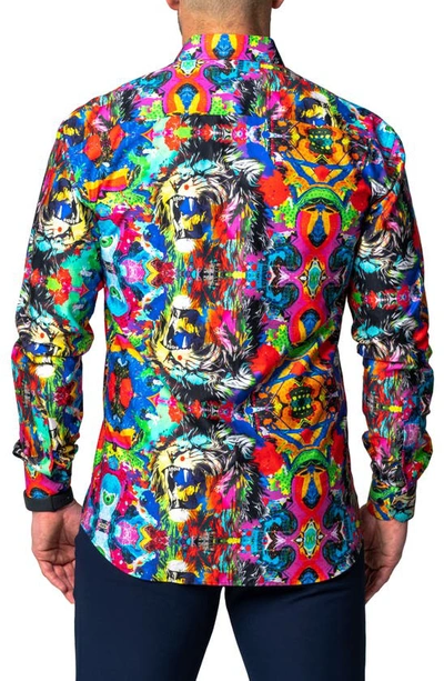 Maceoo Fibonacci Acidroar Regular Fit Button-up Shirt In Blue Multi